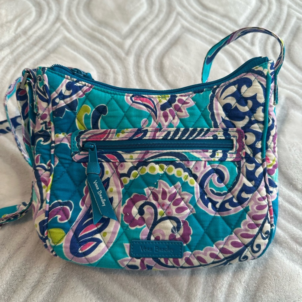 Vera Bradley Blue and Pink Patterned Crossbody Bag